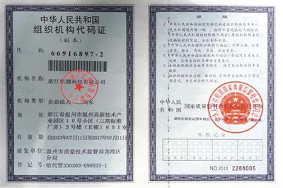 Organization code certificate